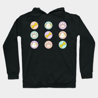 Cute Puppy Pattern. Dog's Paw, Bone, and Adorable Minimalist Pup Hoodie